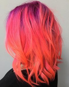 Bright Hair Colour, Hair Color Styles, Colored Fire, Flame Hair, Unicorn Purple, 2024 Hair Color, Fantasy Unicorn, Neon Hair