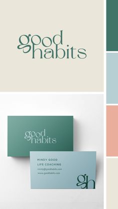 some business cards with the words good habitts on them