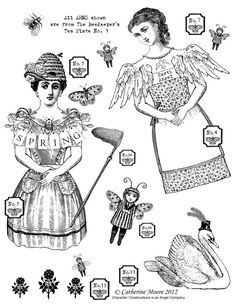 an old fashion sewing pattern with two women in dresses and one is holding a golf club