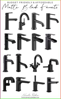 black bathroom faucets with the words, budget friendly and aforable