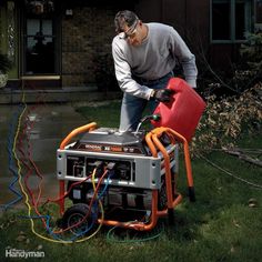 a man is working on an electric generator