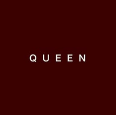 the word queen is written in white on a red background