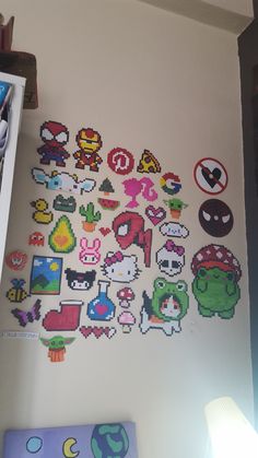 a bunch of stickers that are on the wall