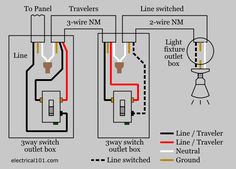 three way switch wiring with two lights and one light on the other side, in parallel to