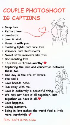 a couple's love poem is shown in red and white with the caption for each