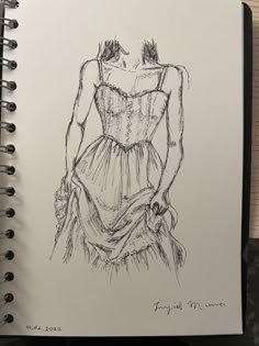 a drawing of a woman in a dress