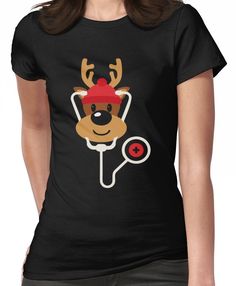 Cute Reindeer Nurse Christmas Women's T-Shirt Medical Shirt, School Nursing, Tee Ideas, Nurse Stuff, Cute Reindeer, Cute Nurse, Office Staff