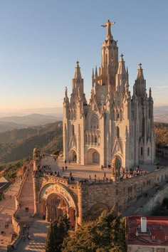 an aerial view of the cathedral in barcelona, spain