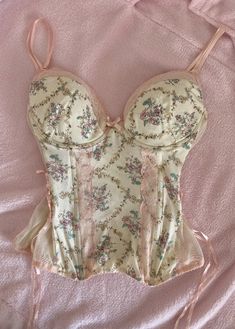 Cute Pastel Tops, Pretty Corset, 2000 Fashion Trends, Cute Corset, Floral Corset, Vintage Corset, Cute Bras, Pretty Lingerie