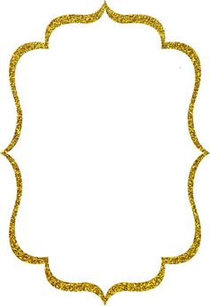 a gold glitter frame with an ornate border in the middle, on a white background