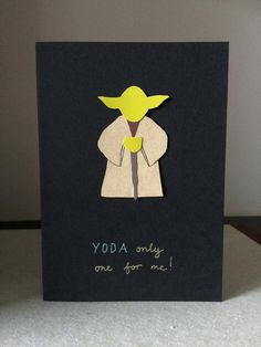 a card with an image of yoda on it