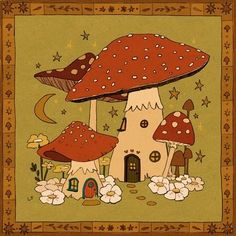 an image of a mushroom house with mushrooms on it