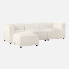 Indulge in comfort with this reversible chaise sectional sofa. This modern and stylish piece provides the versatility to configure your ideal sofa arrangement, thanks to its four modular components: 2 corner seats, 1 armless seat, and 1 ottoman. This adaptable design allows you to customize your sectional as you see fit, including the option to switch the chaise to the opposite side. Its soft upholstery comes in beige, grey, or boucle, which are all easy to match while also making your new sofa Sofa Stand, Sofa Arrangement, Chaise Sectional Sofa, White Sectional, Upholstered Chaise, New Sofa, Chaise Sectional, Sectional Sofa, Low Profile