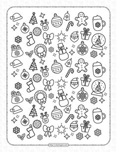 a coloring page with christmas decorations and other things to draw on the paper, including an ornament