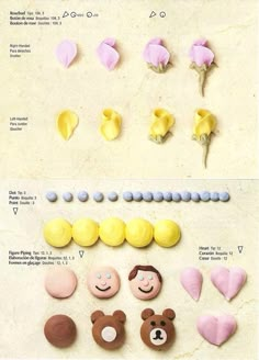 the instructions for how to make fondant flowers and teddy bears from cake decorating supplies