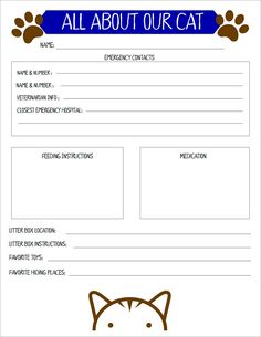 an image of a cat's name and paw printables on the front of a