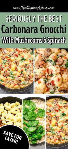 Tender gnocchi, earthy mushrooms, and fresh spinach tossed in a creamy sauce – the ultimate comfort food that’s ready in just 20 minutes! Perfect for busy weeknights. #GnocchiRecipe #CreamyPasta #QuickDinner #VegetarianRecipe #ComfortFood Gnocchi Recipes Vegetarian, Gnocchi Casserole, Spinach Gnocchi, Cream Sauce Pasta, Mushroom Spinach, Recipes For The Whole Family, Pasta Casserole