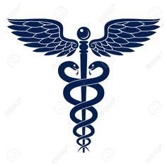 cadus medical symbol with wings and staffs on white background stock photo, royalty