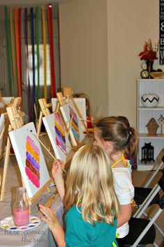 Art Birthday Party | Here Comes The Sun Art Party Ideas, Girls Painting, 9th Birthday Parties, 10th Birthday Parties