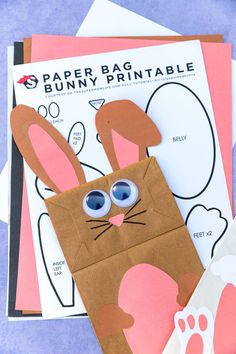 paper bag bunny printable craft for kids