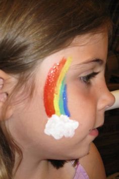 Rainbow Face Paint Easy, Face Painting Cheek Art, Face Paint Ideas For Kids Easy, Kids Face Painting Ideas Easy Halloween, Easy Face Painting Kids, Kid Face Painting Ideas, Easy Kid Face Painting Ideas, Easy Face Paint Ideas For Kids, Face Painting Easy Simple