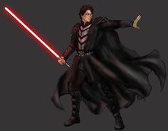 a character from star wars holding a light saber