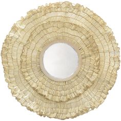 a round mirror made out of woven material