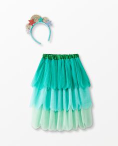 Mermaid Costume Set - One Size - Mermaid - Halloween - Skirt is in 3 tiers of poly tulle Encased waistband in poly satin Highly gathered skirt Headband is in poly velour with glitter shells Ages 3 and up ImportedWARNING: CHOKING HAZARD – Small parts. Not for children under 3 years of age.. Girl, Girl Accessories, Costumes, Halloween Costumes & Accessories, Halloween clothes. Coral Reef Costume, Under The Sea Costumes, Girls Mermaid Costume, Sea Costume, Mermaid Ideas, Colorful Mermaid, Mermaid Halloween Costumes, Ariel Costumes, Mermaid Kids