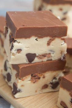 chocolate chip ice cream bars stacked on top of each other