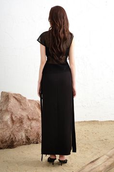 Women's Orla Sheath Extended Flap Twill Silk Ankle Length Skirt XS/S/M/L/XL Black MEAN BLVD Evening Sheer Maxi Skirt, Elegant Sheer Maxi Skirt For Evening, Evening Sheer Long Maxi Skirt, Sheer Maxi Skirt For Evening, Sheer Asymmetrical Evening Skirt, Evening Sheer Asymmetrical Skirt, Black Evening Skirt With Side Slits, Evening Black Skirt With Side Slits, Elegant Fitted Sheer Maxi Skirt