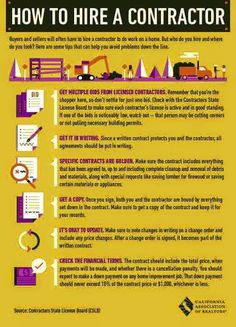 a yellow poster with instructions on how to hire a contructor for your business