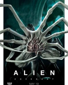 an alien movie poster with the title written on it