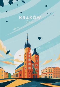 a poster with an image of a castle in the sky