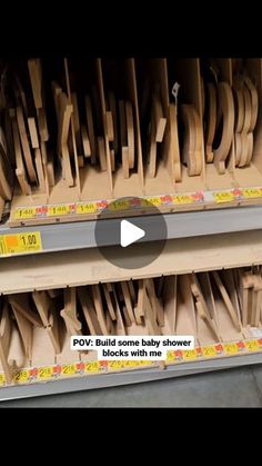 the baby shower blocks are stacked on top of each other in a store display case