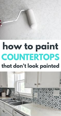 Laminate Kitchen Countertops Makeover, Paint Stone Countertop, Redoing Formica Countertops, Kitchen Counter Resurfacing, Redo Formica Countertops, Painting Laminate Countertops Bathroom, Counter Top Redo Diy, White Counter Top Kitchen Ideas, How To Update Formica Countertops