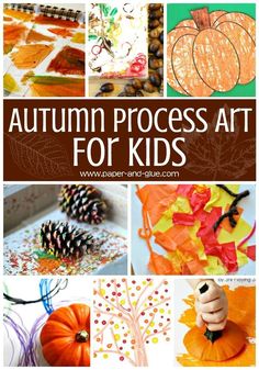 autumn process art for kids with pumpkins and leaves