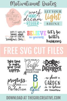 the free svg cut files are available for use with any type of crafting project