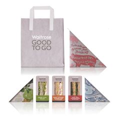 the packaging design for waitrosee good to go is shown in three different colors