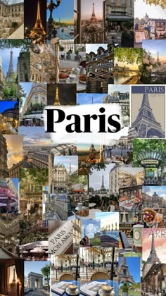 paris collage with the word paris surrounded by pictures