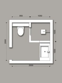 the floor plan for a small bathroom with toilet, sink and bathtub in it