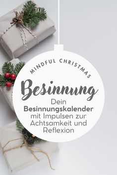 three wrapped presents with the words besimung in german and english on them