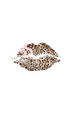 a leopard print lip with pink bows on it