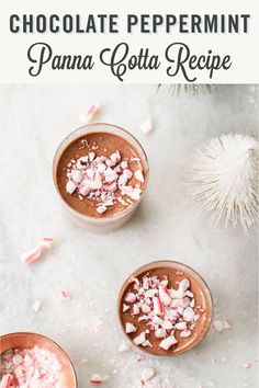 three glasses filled with chocolate peppermint panna cota recipe