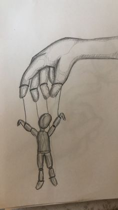 a drawing of a person holding the hand of a small child in front of them