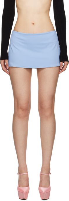 Stretch polyester jersey skirt. · Low-rise · Stretch jersey shorts-style underlay Supplier color: Baby blue Blue Plaid Skirt, Low Rise Skirt, Micro Miniskirt, Twill Skirt, Blue Mini Skirt, Micro Skirt, Jersey Skirt, Shorts Style, Stretch Skirt