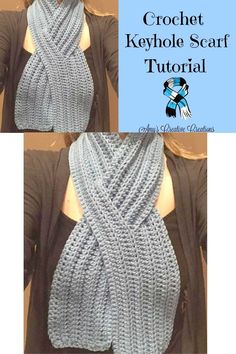 the crochet keyhole scarf pattern is shown