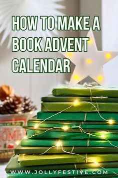 a stack of books with the words how to make a book advent calendar