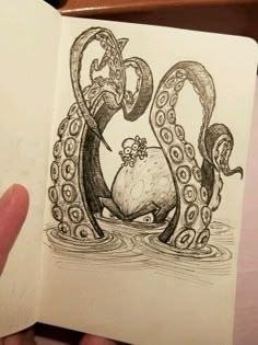 a drawing of an octopus in the water