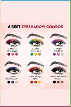 Elevate your makeup game with these 6 gorgeous eyeshadow combinations! From bold and daring to soft and romantic, there's a look for every occasion.#eyeshadow #makeup #makeupideas #eyemakeup #beauty #makeuptips #makeupinspiration #eyeshadowcombos #eyeshadowlooks #eyemakeuplooks #boldmakeup #vibrantcolors #smokyeyes #romanticmakeup #makeuplover #makeupjunkie #makeupaddict Color Combinations For Eyeshadow, Color Combinations Makeup, Makeup Color Combinations, Cheer Comp Eyeshadow, Natural Makeup Pictorial, Eyeshadow For Eye Color, Eyeshadow Colour Combinations, Eye Shadow Combination, Simply Eyeshadow Looks