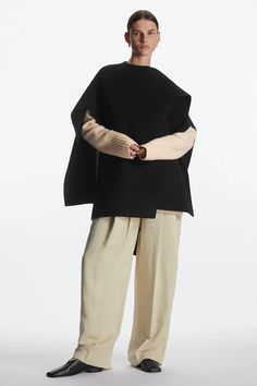 WOOL-BLEND CAPE - Black - Outdoor layers - COS Black Poncho, Animal Welfare, Fashion Mode, Soft Wool, Fashion Outlet, Mode Fashion, Coats Jackets Women, Fashion Inspo Outfits, Fashion Brand